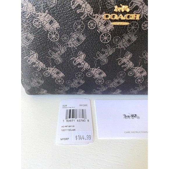 Coach Boxy Cosmetic Case Black Logo - Picture 2 of 7